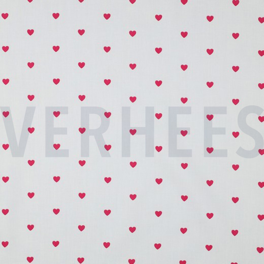 FINE POPLIN HEARTS WHITE / FUCHSIA
