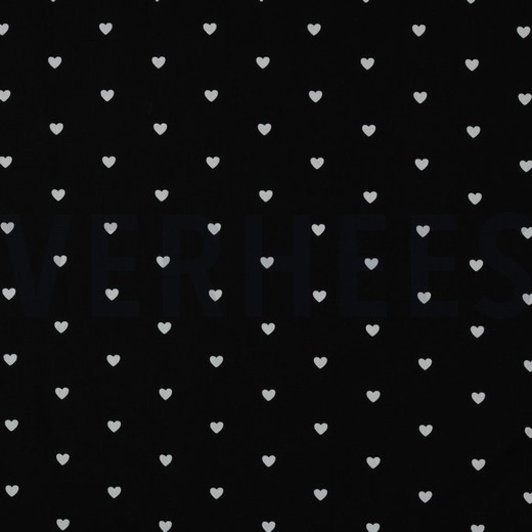 FINE POPLIN HEARTS BLACK / WHITE