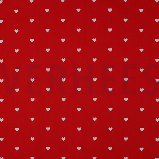 FINE POPLIN HEARTS DARK RED / WHITE (hover)