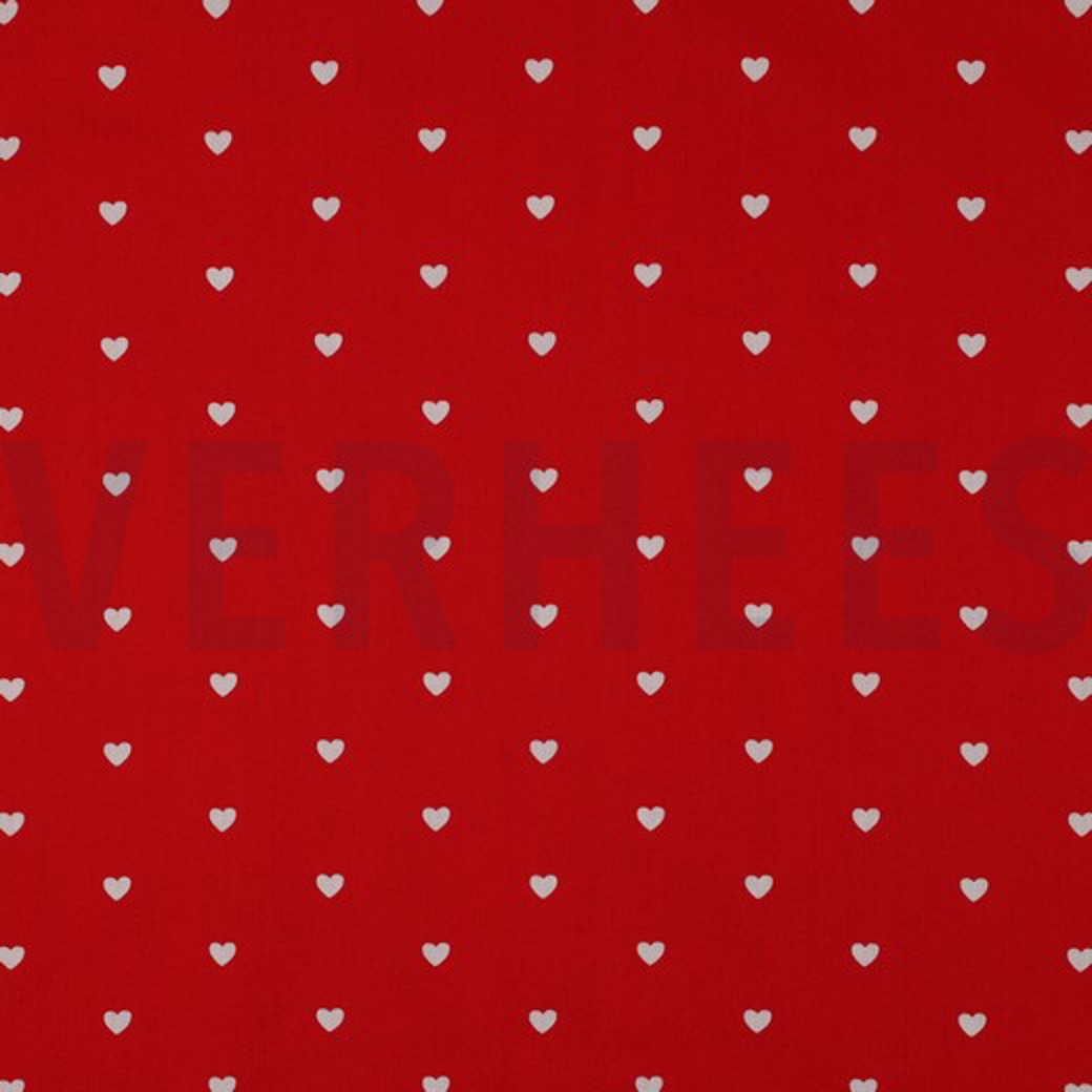 FINE POPLIN HEARTS DARK RED / WHITE