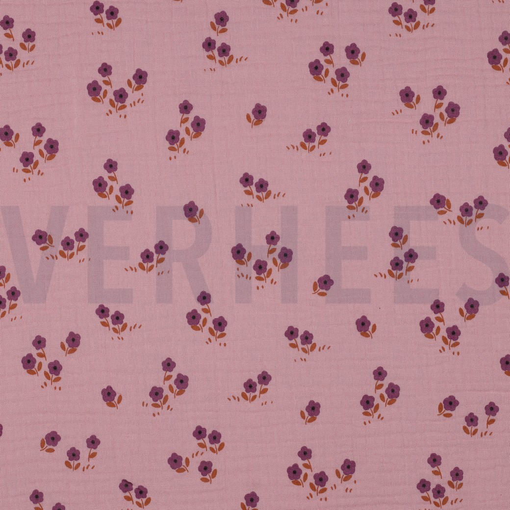 DOUBLE GAUZE FLOWERS MAUVE