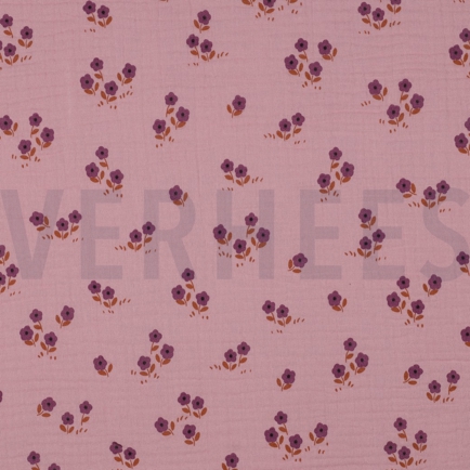 DOUBLE GAUZE FLOWERS MAUVE (hover)