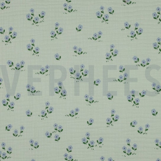 DOUBLE GAUZE FLOWERS MINT #7