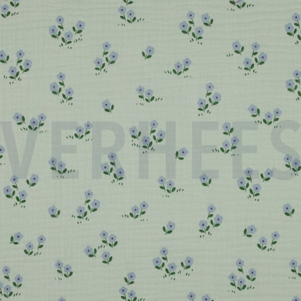 DOUBLE GAUZE FLOWERS MINT (hover)