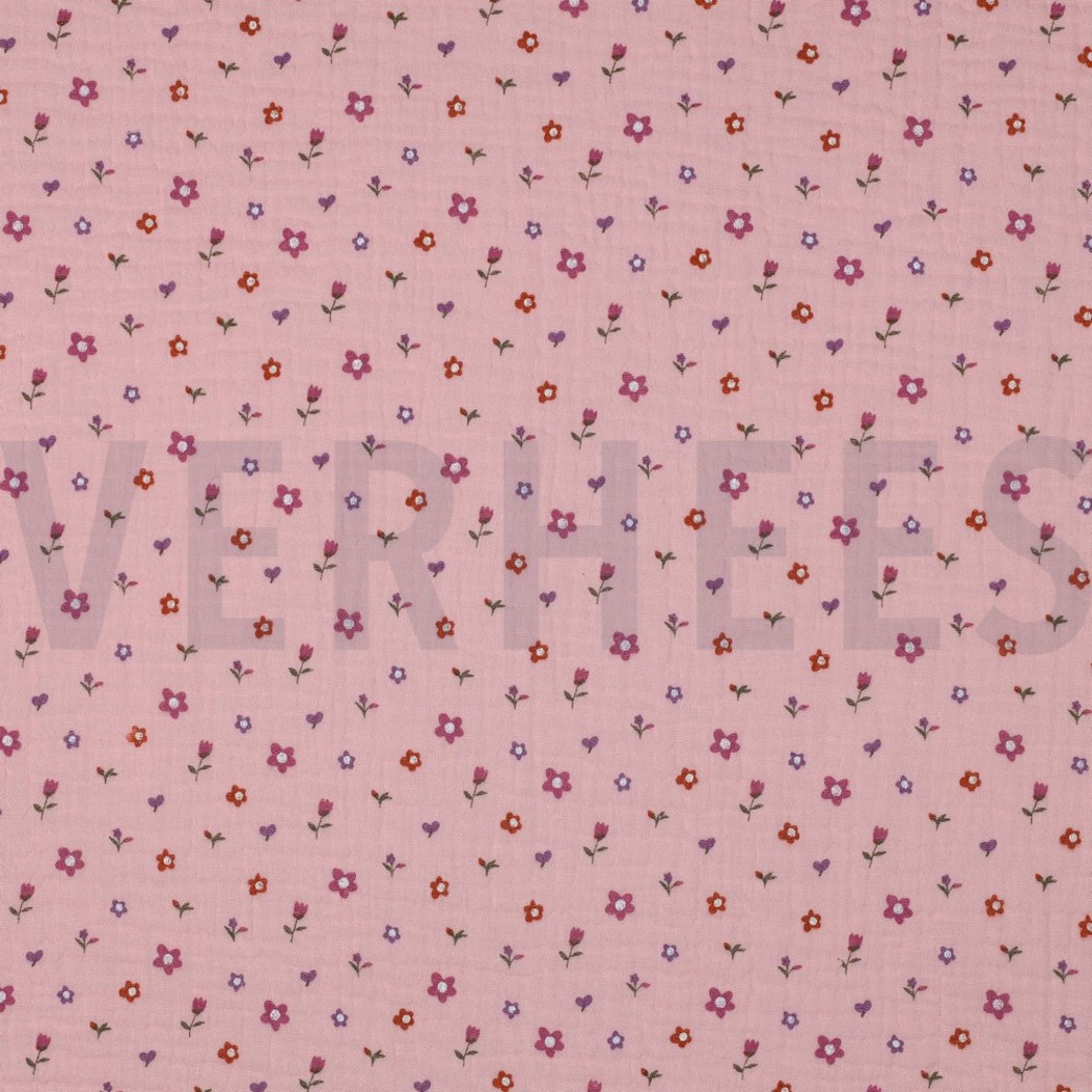 DOUBLE GAUZE FLOWERS LIGHT PINK