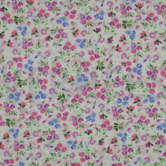 DOUBLE GAZE DE COTON FLEURS BLANC CASSÉ #7