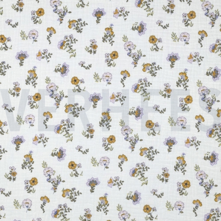DOUBLE GAUZE GOTS FLOWERS WHITE (hover)