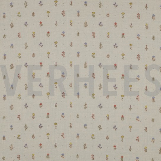 DOUBLE GAUZE GOTS DIGITAL FLOWERS NATURAL #7