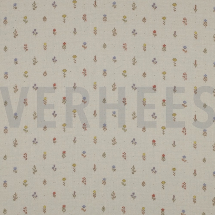 DOUBLE GAUZE GOTS DIGITAL FLOWERS NATURAL (hover)