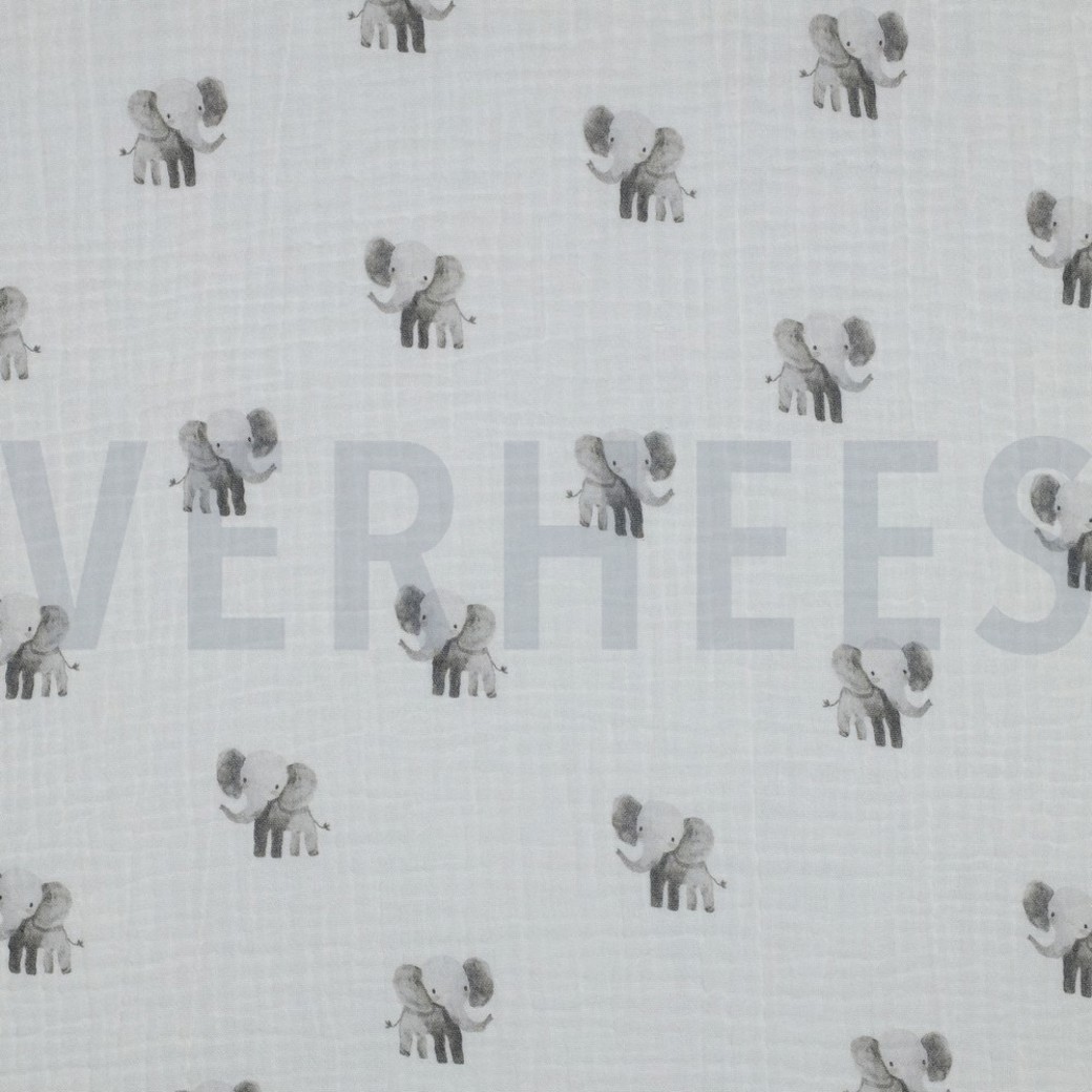 DOUBLE GAUZE GOTS DIGITAL ANIMALS WHITE