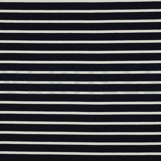 FRENCH TERRY GARNGEFÄRBT STREIFEN MARINEBLAU / ECRU #7