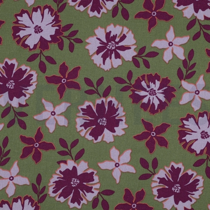 LINEN VISCOSE FLOWERS GREEN (hover)