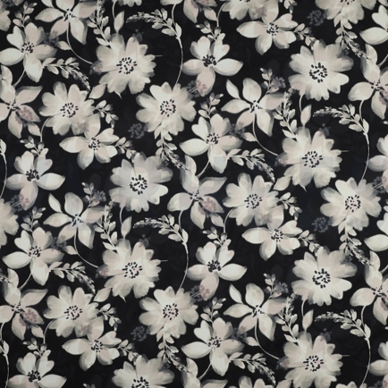 COTTON VISCOSE DIGITAL FLOWERS BLACK (hover)