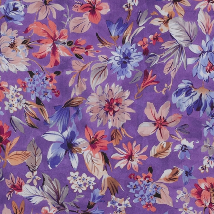 COTTON VISCOSE DIGITAL FLOWERS LAVENDER (hover)