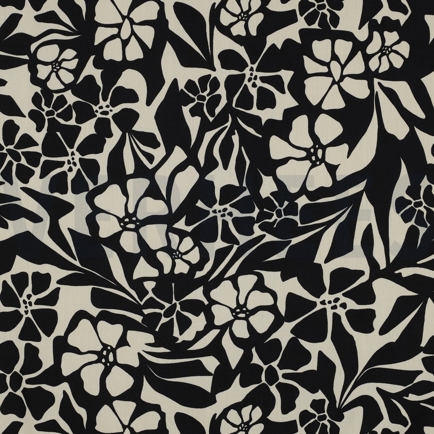 COTTON VISCOSE FLOWERS BLACK (hover)