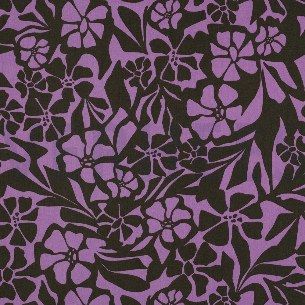 COTTON VISCOSE FLOWERS LAVENDER
