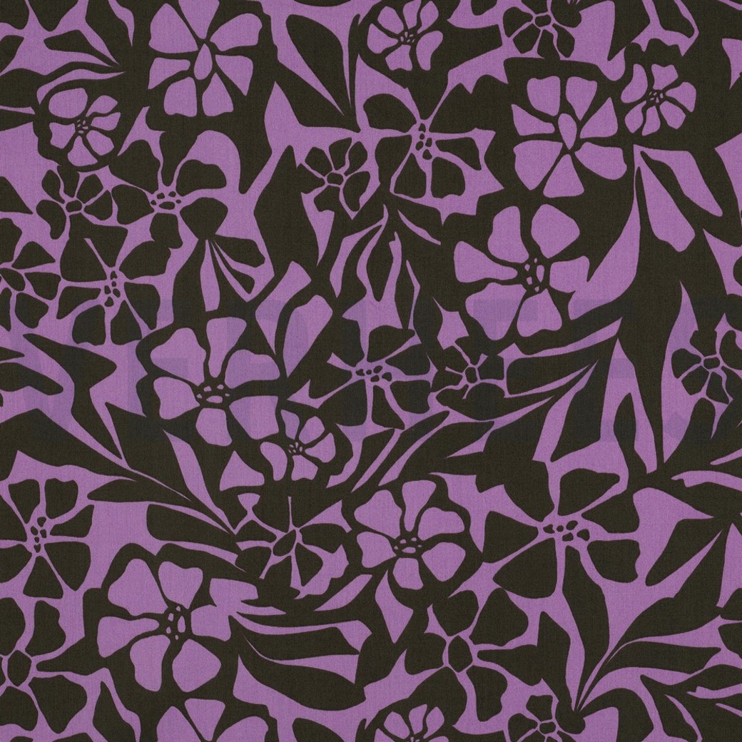 COTTON VISCOSE FLOWERS LAVENDER