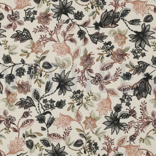 LINEN JERSEY DIGITAL FLOWERS GREY #7