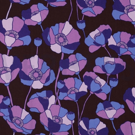 COTTON VISCOSE FLOWERS BORDEAUX (hover)