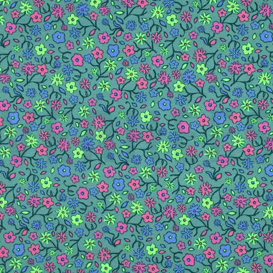 JERSEY NEON FLOWERS GREEN #7