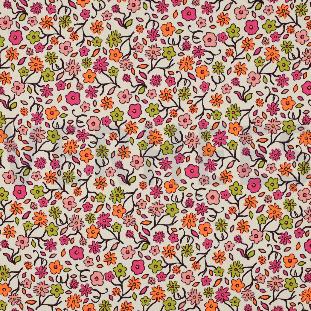 JERSEY NEON FLOWERS WHITE