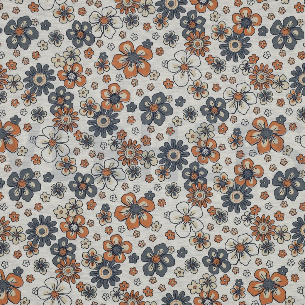 JERSEY MELANGE FLOWERS ECRU