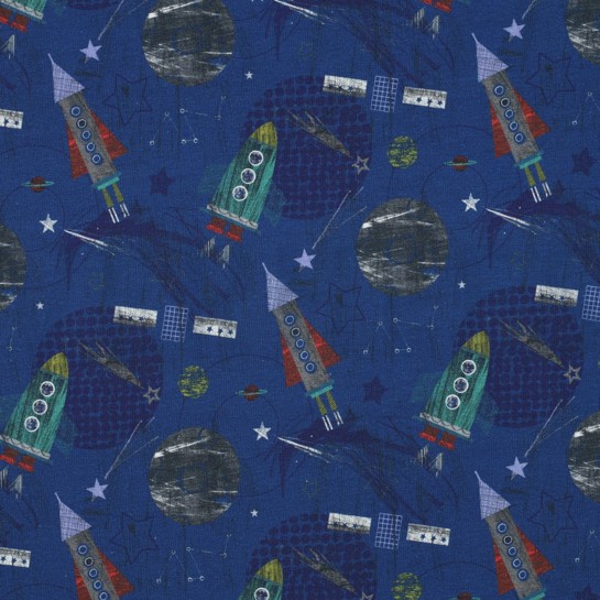 FRENCH TERRY DIGITAAL RUIMTE KOBALTBLAUW #7