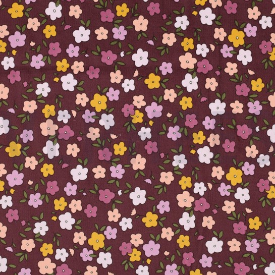 FEINCORD KLEINE BLUMEN MAUVE #7