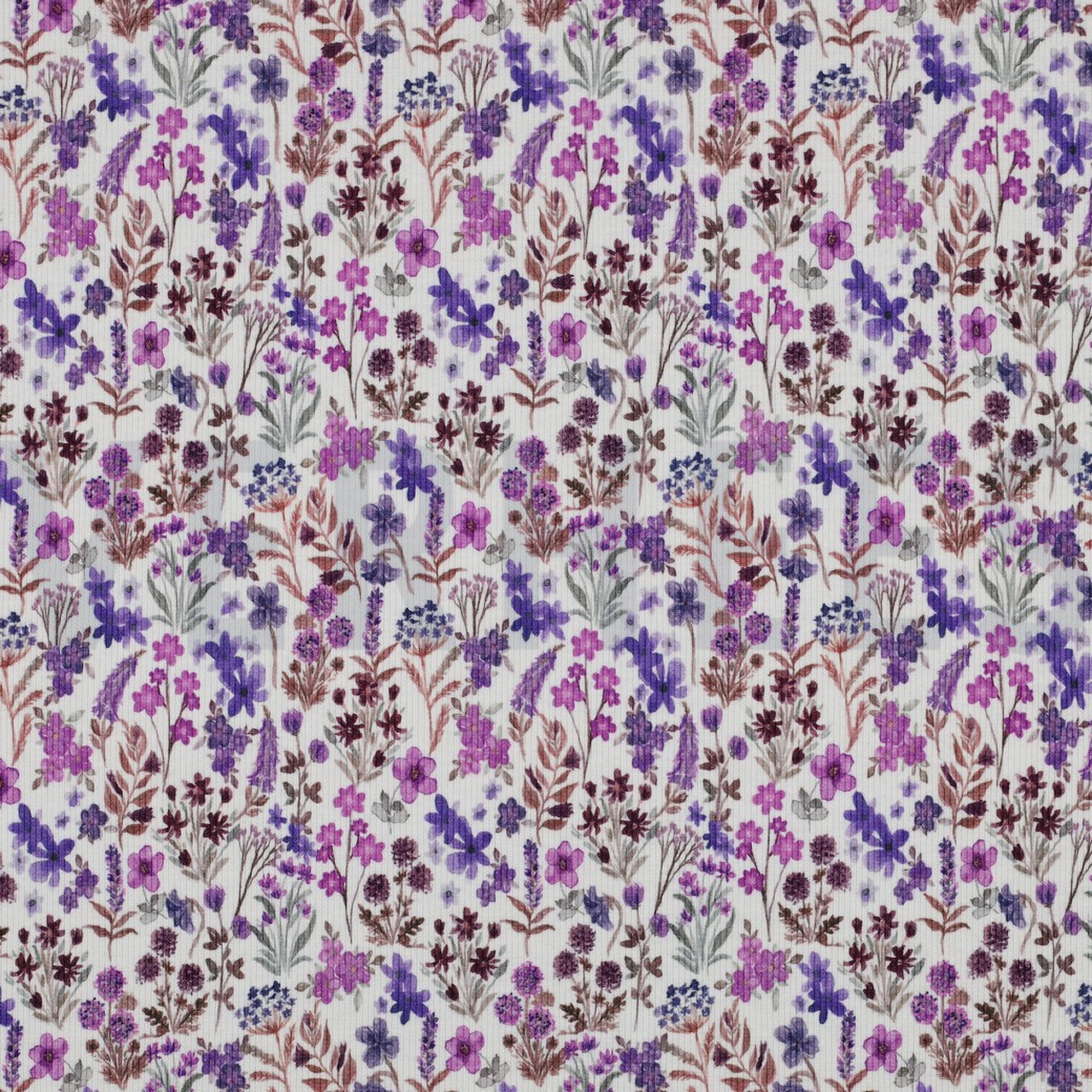 RIB JERSEY DIGITAL FLOWERS COBALT