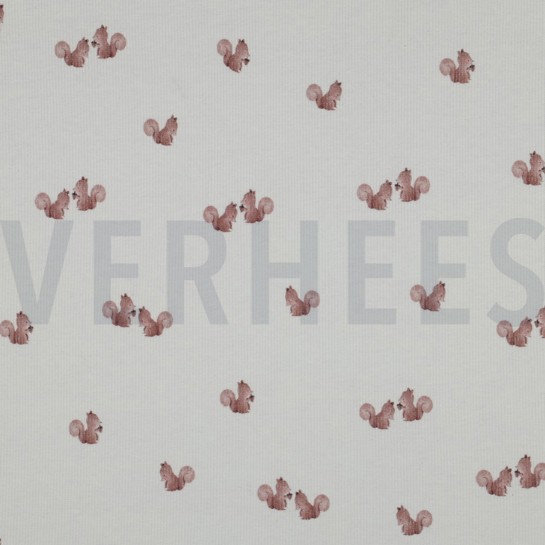 RIB JERSEY DIGITAL FOREST ANIMALS WHITE #7