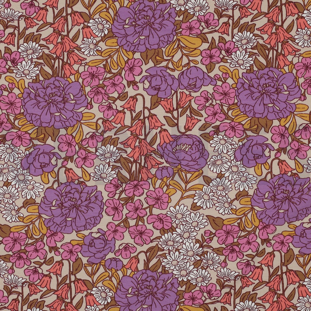 JERSEY FLOWERS BEIGE