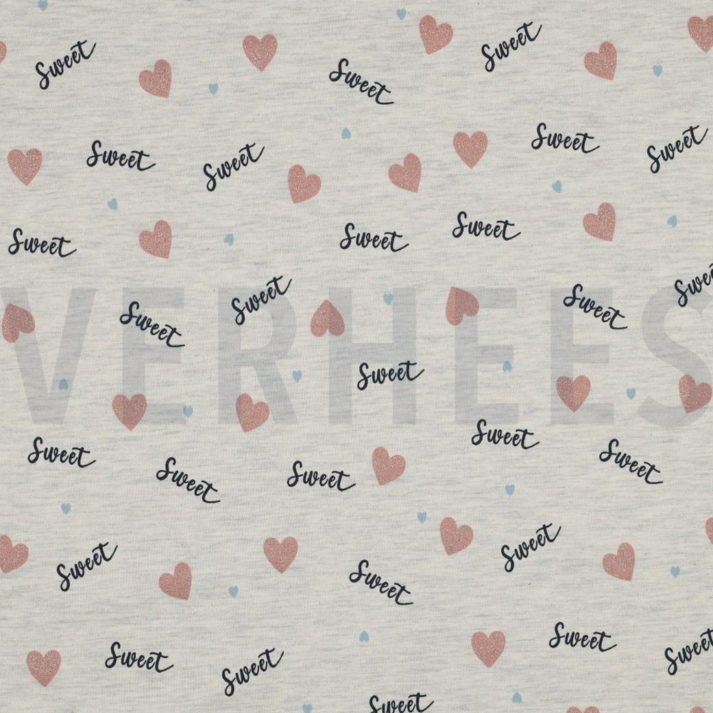 JERSEY MELANGE GLITTER LOVE ECRU