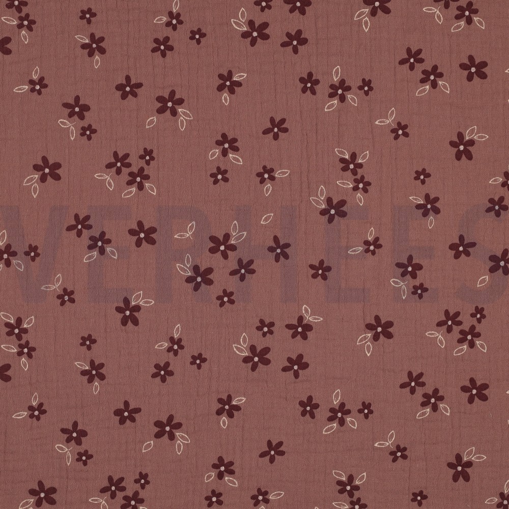 MUSSELIN KLEINE BLUMEN MAUVE
