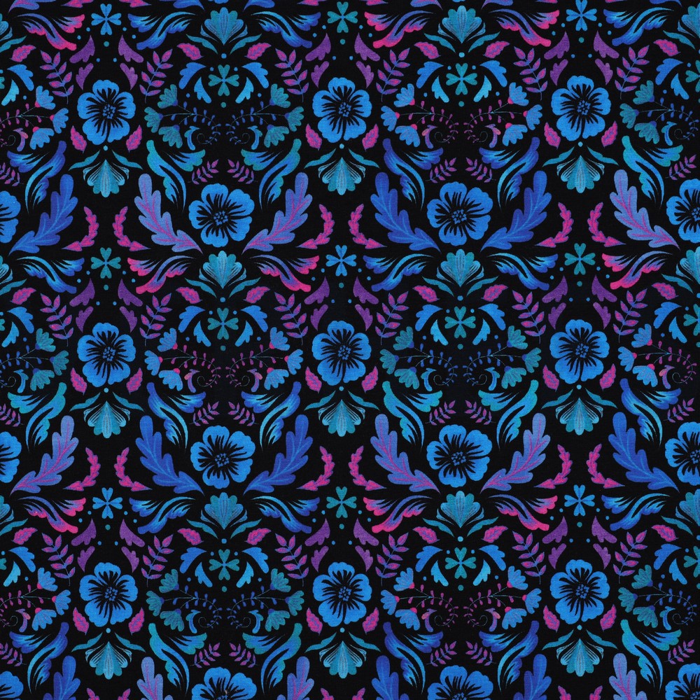 JERSEY DIGITAL FLOWERS BLACK
