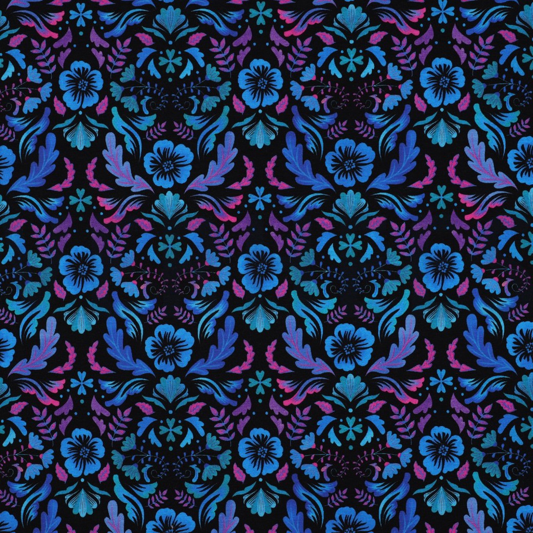 JERSEY DIGITAL FLOWERS BLACK