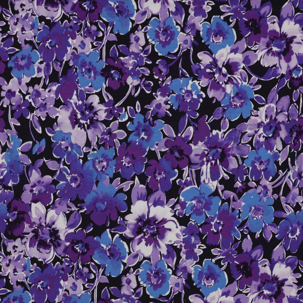 JERSEY DIGITAL FLOWERS NAVY