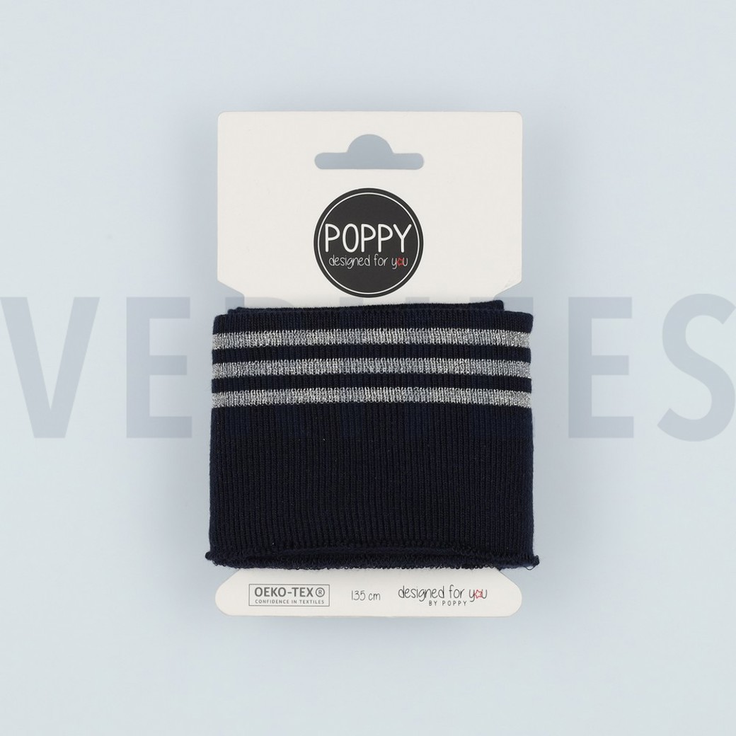 CUFFS LUREX 7CM NAVY SILVER