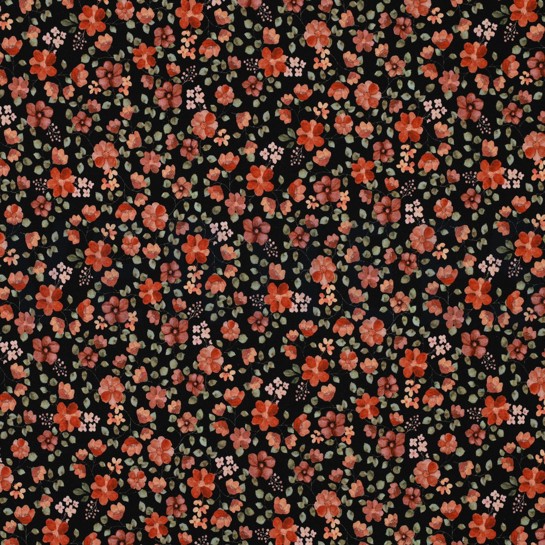 JERSEY GOTS DIGITAL FLOWERS BLACK/ PEACH #7