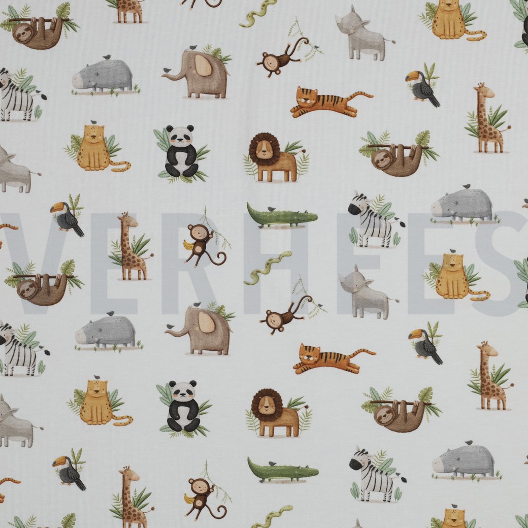 JERSEY GOTS DIGITAL ANIMALS WHITE