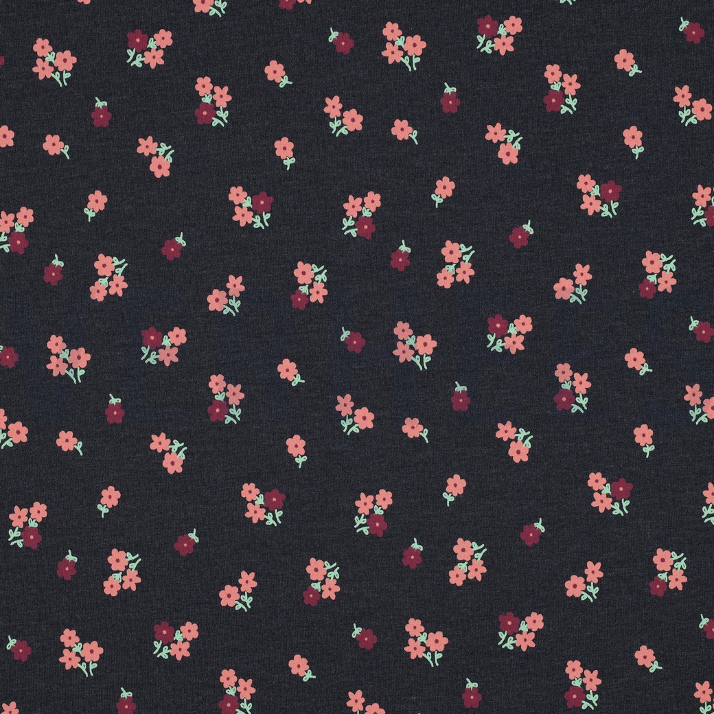 JERSEY MELANGE FLOWERS INDIGO