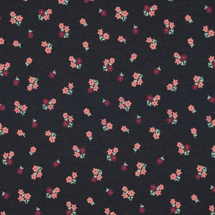JERSEY MELANGE FLOWERS INDIGO (hover)