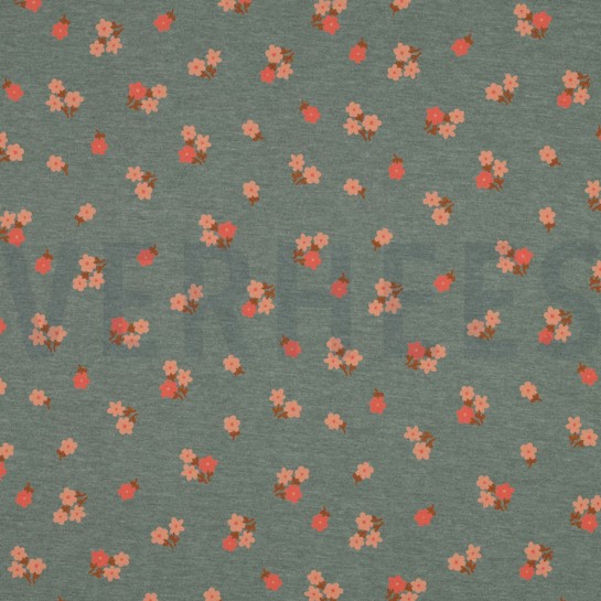 JERSEY MELANGE FLOWERS DARK MINT #7