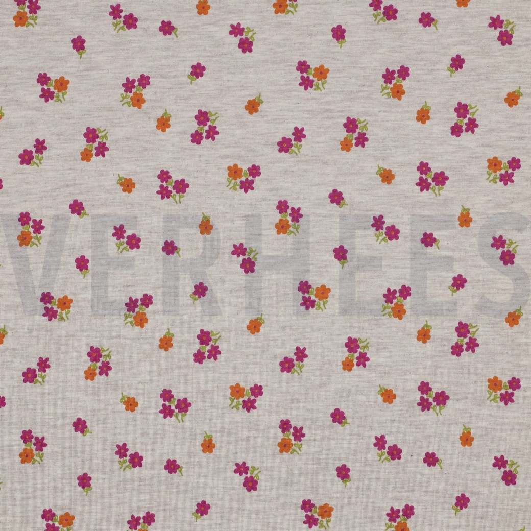 JERSEY MELANGE FLOWERS LIGHT SAND
