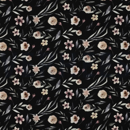 WAFFELJERSEY DIGITAL BLUMEN SCHWARZ #7