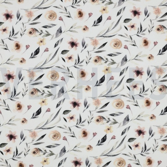 WAFFLE JERSEY DIGITAL FLOWERS WHITE #7