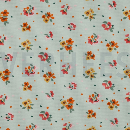 WAFFLE JERSEY FLOWERS TEAL (hover)
