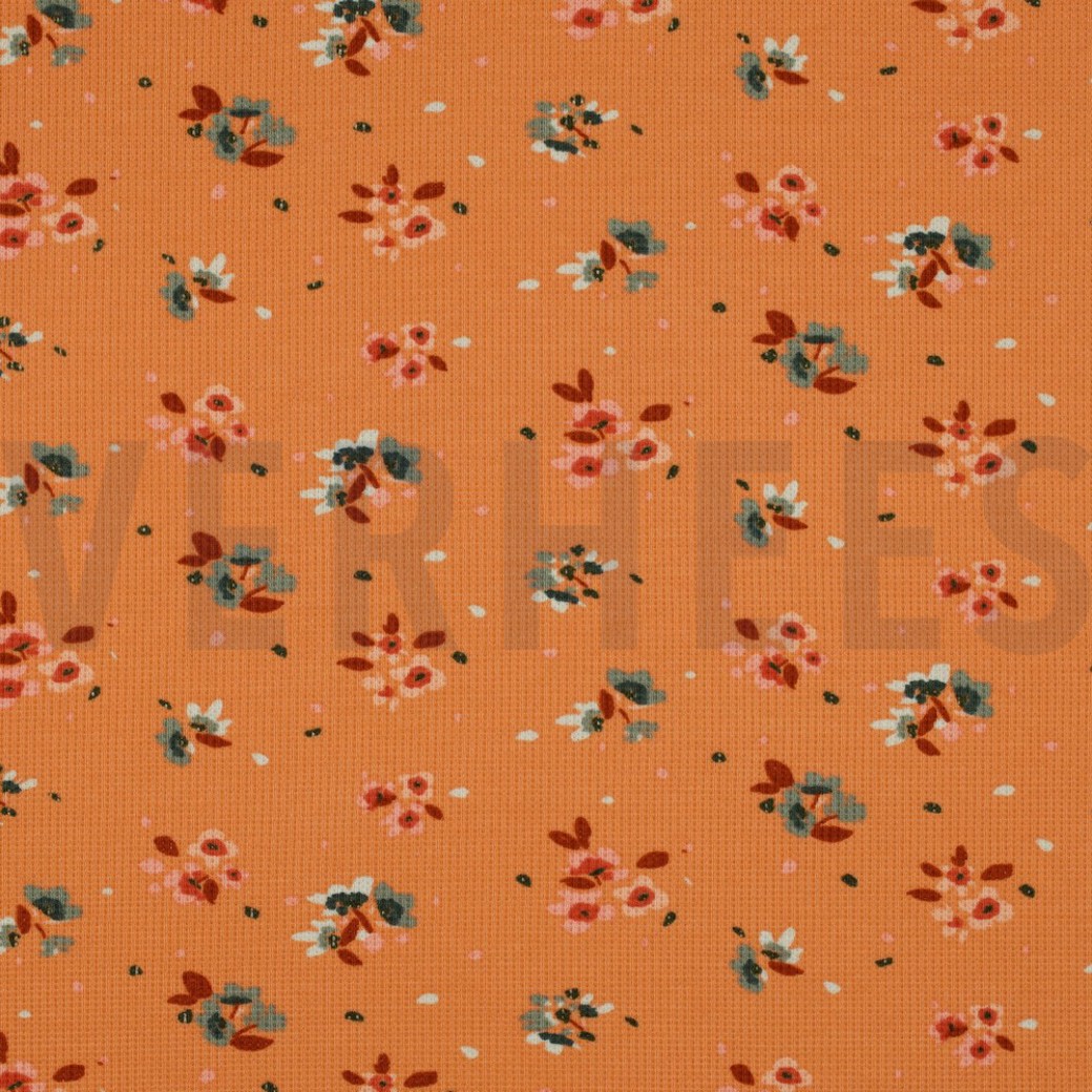 WAFFLE JERSEY FLOWERS SALMON