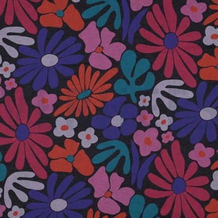 SWEAT MELANGE FLOWERS INDIGO (hover)