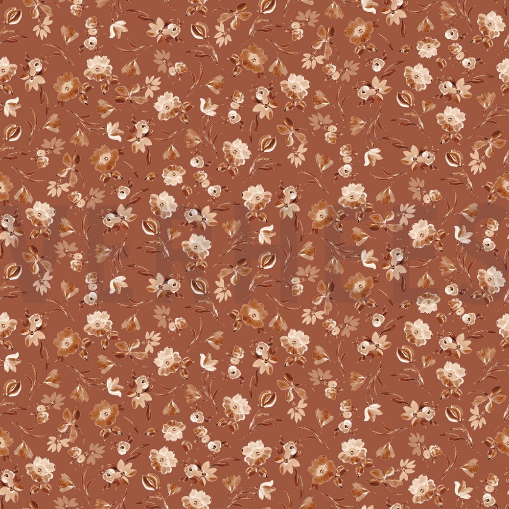 JERSEY DIGITAL FLOWERS COGNAC