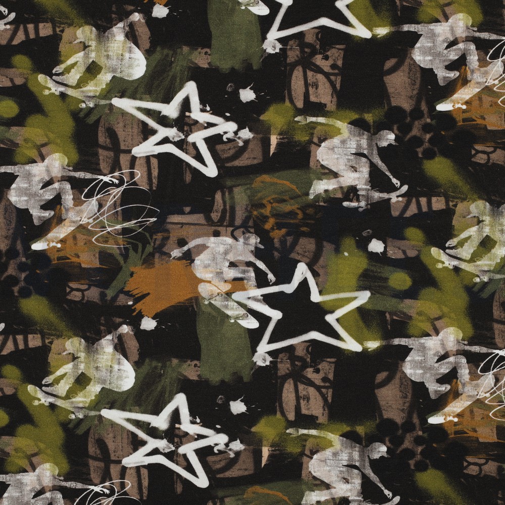 FRENCH TERRY DIGITAL GRAFFITI ARMY GREEN
